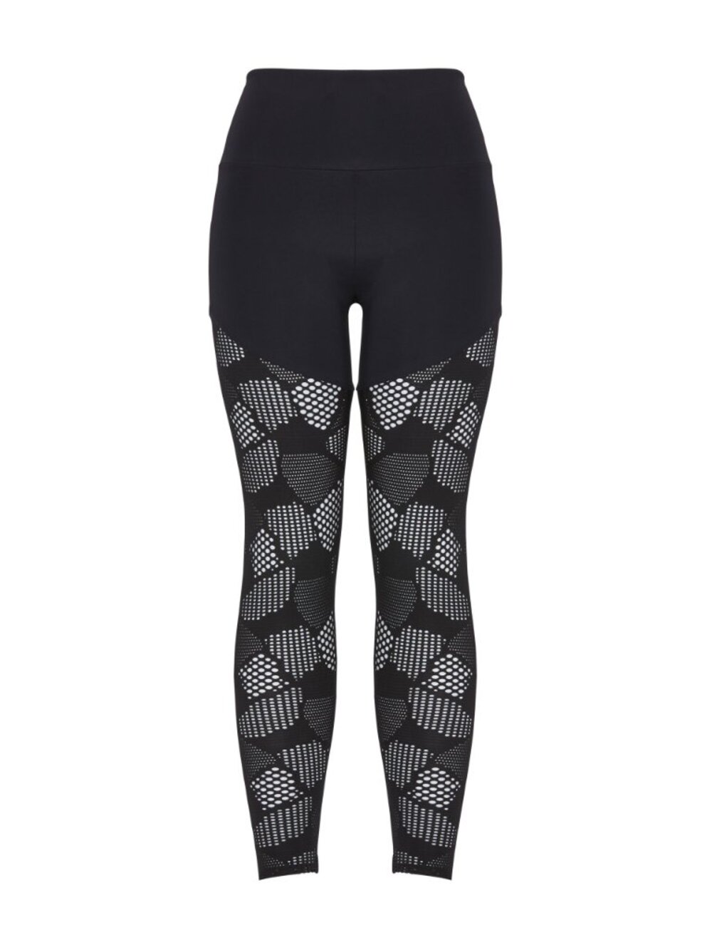 ONZIE Half And Half Black Honeycomb Mesh High Rise Leggings, Size S/M